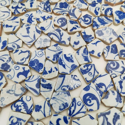 1.1 LB Porcelain Ceramic Mosaic Tiles,Broken Irregular Mosaic Tiles for DIY Craft Floor,Kitchen,Pool, Flower Pots Mosaic Making Supplies (Porcelain 11)