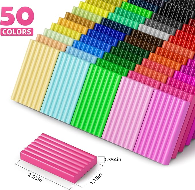 50 Colors Polymer Clay kit，Modeling Clay with Sculpting Tools for Starter,Oven Bake DIY Model Clay,Non-Toxic, Non-Sticky,Gift for Kids Adults