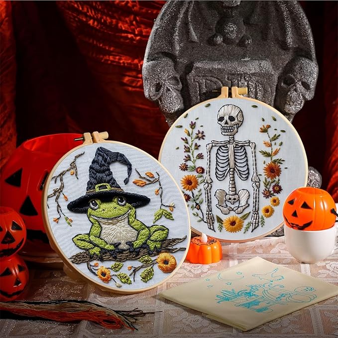 QBQBQ DIY Embroidery Kit for Adults, Beginner Friendly Cross Stitch Art for Home Decor, Handmade Craft Kit, 6 Inch, Gothic