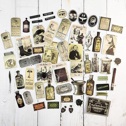 Prstincol 106 Pcs Potion Labels Stickers, Apothecary Sticker Dark Aesthetic Wine Bottle Sticker for Scrapbooking, Wicca Stickers for Junk Journal Bullet Journals DIY Crafts