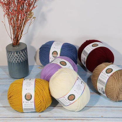 Facai Blend Merino Wool Yarn for Knitting - Worsted Weight,197yds (3.5oz) Ball, Ideal for Sweaters, Scarves, and Accessories (1, Burgundy)
