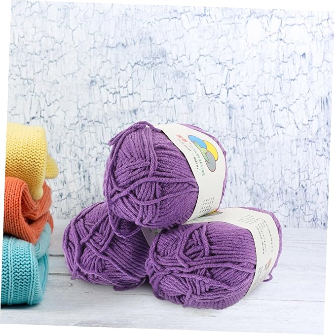 Healifty 3 Rolls Cotton Yarn Bundle for Knitting and Crocheting Convenient Soft Crochet Yarn for DIY Sweaters Hats Blankets for Home Decor and Amigurumi Projects