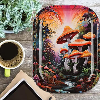 Small Metal Trays with PVC Soft Magnetic Lid Metal Tray with Lid Cover Small Cute Decorative Tray Ideal Storage for Home or on The Go, 7" x 5.5"