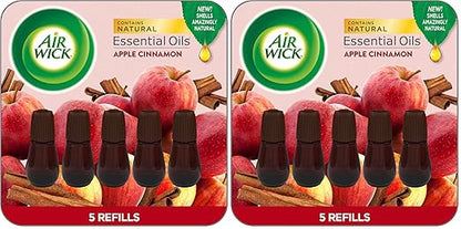 Air Wick Essential Mist Refill, 5 ct, Apple Cinnamon, Essential Oils Diffuser, Air Freshener (Pack of 2)