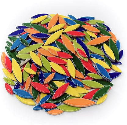 EDFLIFE Glazed Ceramic Mosaic Tiles for Crafts, 1.1lb Leaf Petal Tiles for Mosaic Crafts, Assorted Porcelain Ceramic Tiles for Mosaic Making Kits Art Projects and Outdoor Decorations (Mixed Color)…
