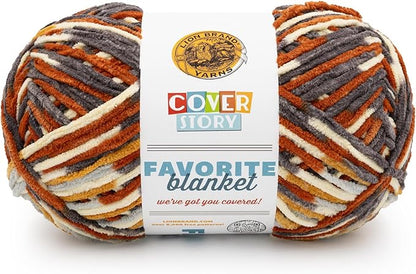 Lion Brand Yarn, Cover Story Favorite Blanket Yarn for Knitting and Crochet, 223 Yards, Harvest, 1 Pack