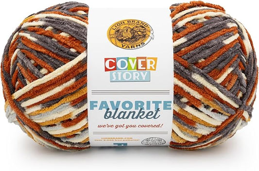 Lion Brand Yarn, Cover Story Favorite Blanket Yarn for Knitting and Crochet, 223 Yards, Harvest, 1 Pack