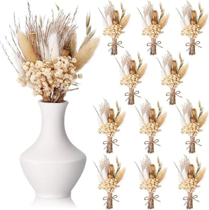 Nuanchu 12 Pcs Mini Dried Flower Bouquet 6" Natural Small Dried Flower with Stem for Birthday DIY Crafts Scrapbook Vase Boho Party Plates Cake Bridesmaid Gifts Card Envelope Decor(Classic)