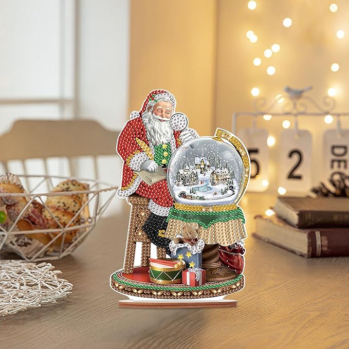 Tontut Diamond Painting Desktop Decoration, Father Christmas 5D DIY Special Diamond Art Decoration Kit for Adults, Office Desktop or Christmas Holiday Arrangement Crafts