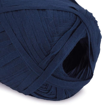 NICEEC 3 Skeins Kraft Paper Yarn Raffia Yarn Soft Craft Ribbon Yarn Polyester Yarn for Crocheting DIY Weaving-Total Length 145m×3(158yds×3, 50g×3)-Dark Blue