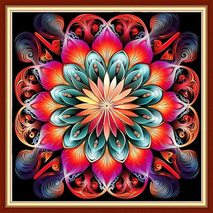 DMCVIVR Stamped Cross Stitch Kits for Beginners Adults Needlepoint Kits for Beginners Embroidery Kits for Adults Crossstitch Kit for Beginners 11CT-Mandala Flower 18x18 inch
