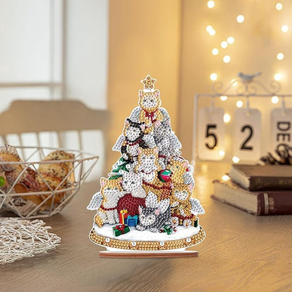 Tontut Diamond Painting Desktop Decoration, Cat Christmas Tree 5D DIY Special Diamond Art Decoration Kit for Adults, Office Desktop or Christmas Holiday Arrangement Crafts
