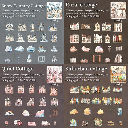 120 Pieces Exquisite Cottage Vintage Sticker Set for Scrapbooking, Junk Journal Supplies, Planner, Bujo, Collage, DIY Crafts Arts (6 Pack)