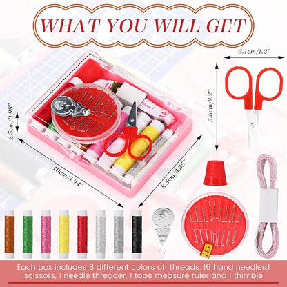 Knitgrip 12 Pack Small Sewing Kit Bulk Emergency Sewing Kit Mini Storage Box with Threads Scissors Needles for Home Travel Beginner