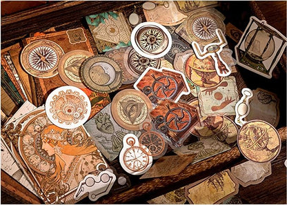 100PCS Vintage Journaling Scrapbooking Supplies Ephemera Pack for Junk Journal Planners Decoupage Paper Scrapbook Stickers Aesthetic Cottagecore Collage Craft Album (Astronomy)
