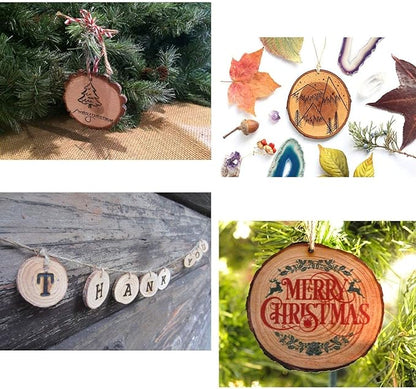 Unfinished Natural Wood Slices 30 Pcs 2.4"-2.8" Inch Wood coaster pieces Craft Wood kit Predrilled with Hole Wooden Circles Great for Arts and Crafts Christmas Ornaments DIY Crafts Rustic Wedding Orna