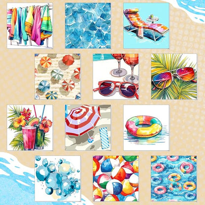 Nezyo 12 Sets Paint by Numbers Kit with Frame for Adult Beginners, Paint by Number DIY Acrylic Painting Canvas for Painting Party, Classroom Activity Birthday Gift, 8 x 8 Inch