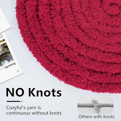 Chunky Yarn for Hand Knitting - #10 Chunky Chenille Yarn, Jumbo Big Thick Chunky Yarns for Crocheting, Super Bulky Chunky Knit Blanket Yarns, 8 Skein (25 yds 8 oz Each Skein), Cherry Red