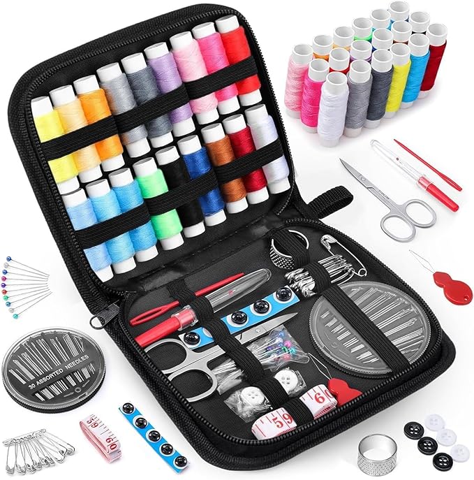 Embroidery Stitch Book, Portable Sewing & Hand Embroidery Kit, Cross Stitch Kits, DIY Needlepoint Starter Set with Complete Toolkit & Instructional Tutorial for Adults & Beginners
