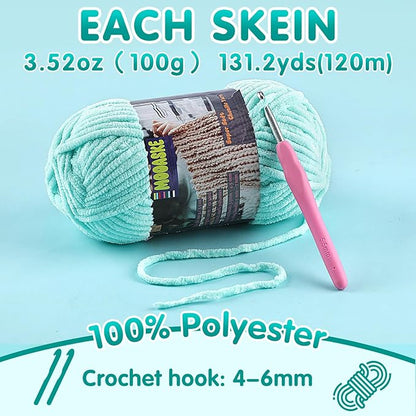 Baby Blanket Yarn for Crocheting - Soft Velvet Fluffy Chenille Yarn for Knitting Amigurumi Making Scarves, Doll - 100g/3.5oz 131 Yards Thick Plush Yarns (1, Dark Coffee Brown)