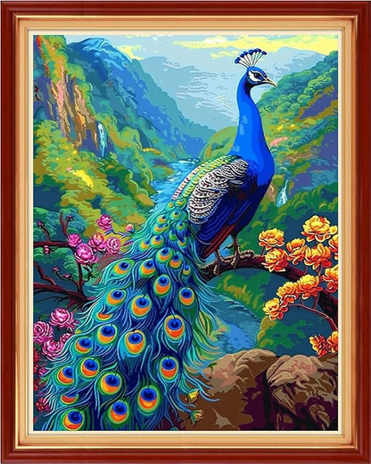 Artvxeay Stamped Cross Stitch Kits | Embroidery Kits for Beginners Craft Kit Needlepoint for Adults Supplies DIY 11CT- (Peacock Flower 16x20 inch)