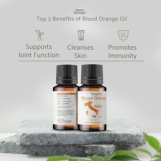 Nature Packaged Blood Orange Essential Oil - Direct from Citrusmade in Sicily - Pure Essential Oil for Diffusers and Aromatherapy - Natural Citrus Scent | 100% Pure Therapeutic Grade (15ml)