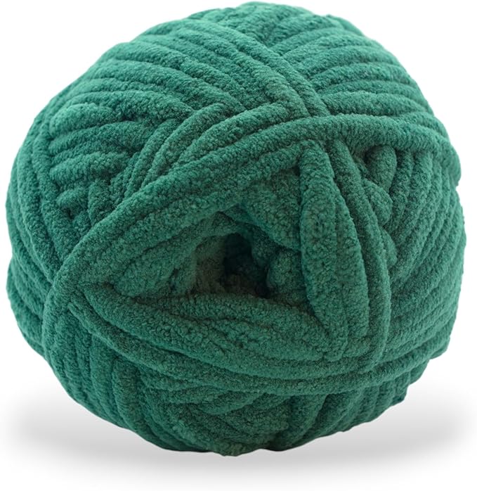Okey Dokeys 300g Jumbo Velvet Chenille Yarn 7 Jumbo – Plush, No-Fray, Durable Plushies, Posh Soft Crochet Projects Beginner Friendly (130 yds) (Deep Forest Green (117), 1 Pack (17.90/Skein))