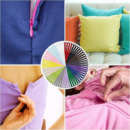 Invisible Zipper,DOITEM 60pcs 6 Inch Invisible Multicolor Nylon Coil Zippers for Sewing and Crafts 15 Colors