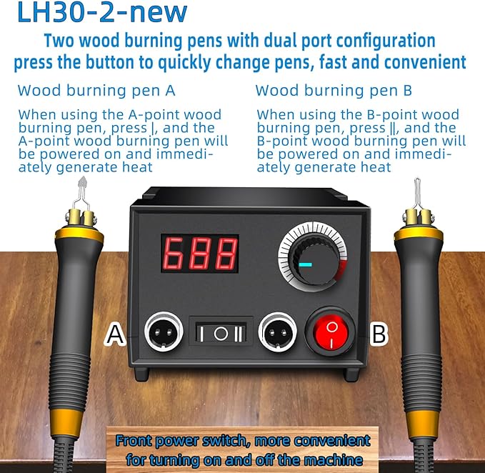FIRElood LH30 Wood Burning Kit, Digitally Adjustable Temperature Wood burner Pen Kit, Wood Burning Tool, Professional Wood Burner Tool Kit for Adults and Beginners Craft (LH30-2 NEW)