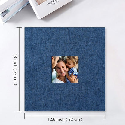 Vienrose Large Photo Album Self Adhesive for 4x6 8x10 10x12 Pictures Linen Scrapbook Album DIY 60 Blank Pages with A Metallic Pen