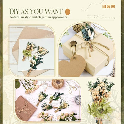 Layhit 24 Pcs Boho Dried Flower Bouquet Mini Wedding Handmade Dry Flowers Decor for Vase Crafts DIY Photo Boutonniere for Men Floral Plant for Bridesmaid Gift Birthday Decor(Greenery)
