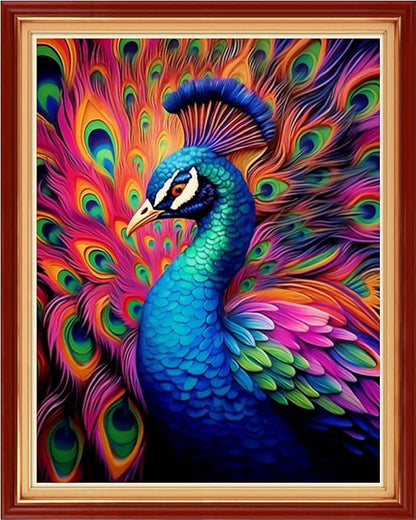 Findvoor Stamped Cross Stitch Kits for Beginner Embroidery Kits for Beginners Adults DIY 11CT Cross Stitch Patterns Needlepoint Kits Crossstitching Kits-Colorful Peacock 16x20 inch