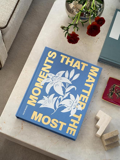 Printworks Moments that Matter the Most - Photo Album 4x6 – Elegant Sky Blue Coffee Table Book for Photos & Notes – 30-Page Large Keepsake Memory Book – Thoughtful Gift Idea – Blue