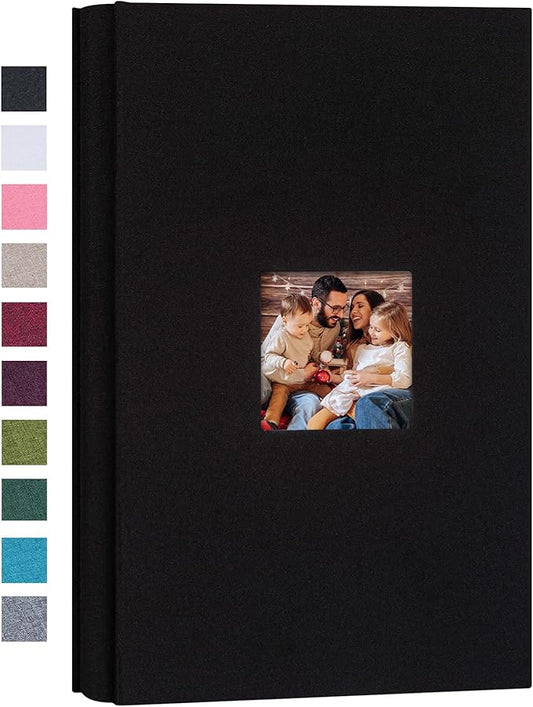 Mublalbum Small Photo Album 4x6 300 Photos Linen Cover Picture Book with Horizontal Pockets for Wedding Family Anniversary and Baby (Black)