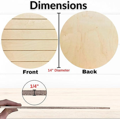 Unfinished Wood Rounds for Crafts - 2 Pack of 14 Inch Diameter Reversible Wood Circles with Real Wood Veneer That Will Not Warp, Wood Slices with Smooth Side and Embossed Shiplap Side by CADE + KAI