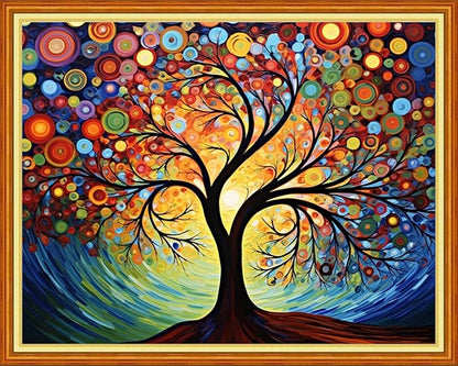 Findvoor Stamped Cross Stitch Kits for Beginner Embroidery Kits for Beginners Adults DIY 11CT Cross Stitch Patterns Needlepoint Kits Crossstitching Kits-Van Gogh Colored Tree 16x20 inch