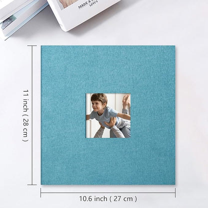 Vienrose Large Photo Album Self Adhesive for 4x6 8x10 Pictures Linen Scrapbook Album DIY 60 Blank Pages with A Metallic Pen