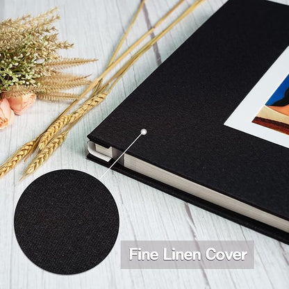 Vienrose Photo Album Self Adhesive for 2x3 4x6 5x7 8x10 Pictures DIY Scrapbook 40 Blank Pages Linen Cover Memory Book for Wedding, Baby Growth, Travel, Black