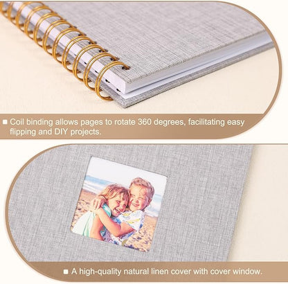 Scrapbook Photo Album 10x10 Inches 80 Pages Hardcover Kraft Paper Linen Cover Scrap Book Memory Book DIY Scrapbook Albums for Wedding Baby Boyfriend Travel Anniversary Family, Grey