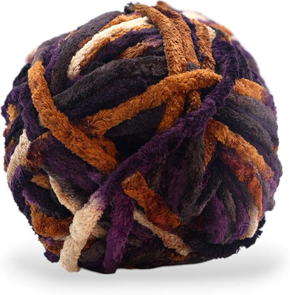 Jumbo Plush Velvet, Jumbo Chenille Yarn, (300g 130yds) Chunky and Soft, Thick and Quick for Blanket Crocheting, Plushies - Space Dyed, Color 120