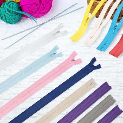 Invisible Zipper, DOITEM 45pcs 6 Inch 8 Inch 10 Inch 12 Inch Invisible Multicolor Nylon Coil Zippers for Sewing and Crafts 15 Colors