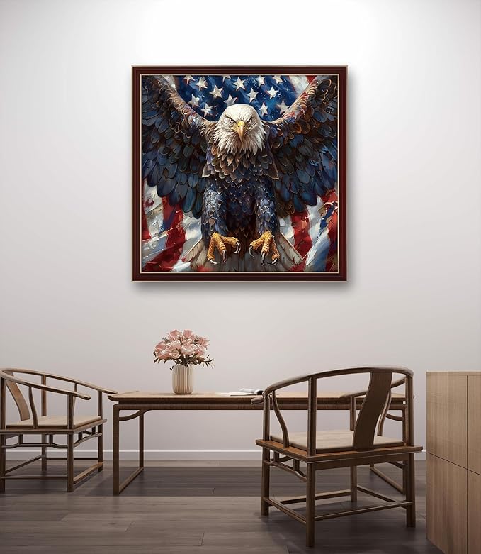 Leczany Cross Stitch Patterns Stamped Kit for Beginners | Embroidery Supplies DIY Craft Kit Needlepoint for Adults Starter | 11CT, 3 Strands | Eagle Spreads its Wings 19.7x19.7 inches