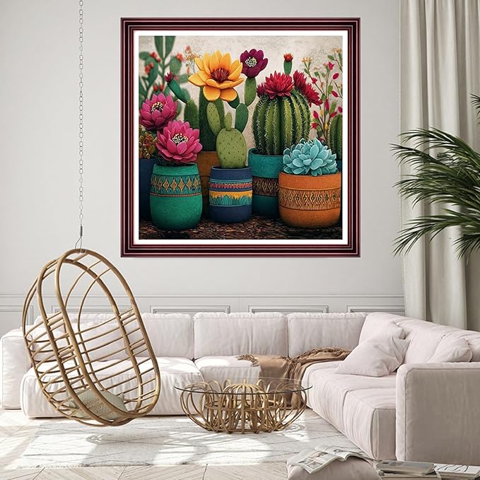 DMCCRAFT Stamped Cross Stitch Kits for Adults 11CT Printed Cross-Stitch Patterns Embroidery Kits Easy Cross Stitching Needlepoint Kits Crossstitch-Colorful Flower Pot 18x18 inch