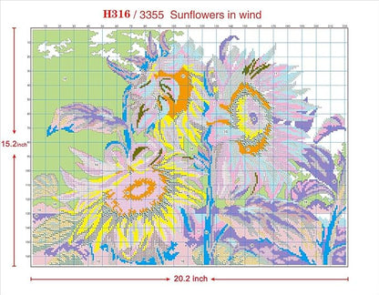 Printed Cross Stitch Kits 11CT 24X19 inch 100% Cotton Holiday Gift DIY Embroidery Starter Kits Easy Patterns Embroidery for Girls Crafts DMC Stamped Cross-Stitch Supplies Needlework Sunflower