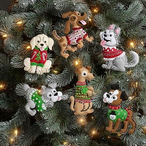 Bucilla Felt Applique 6 Piece Ornament Making Kit, Dogs in Ugly Sweaters, Perfect for DIY Arts and Crafts, 89295E - Image 2