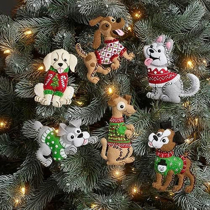 Bucilla Felt Applique 6 Piece Ornament Making Kit, Dogs in Ugly Sweaters, Perfect for DIY Arts and Crafts, 89295E - Image 2