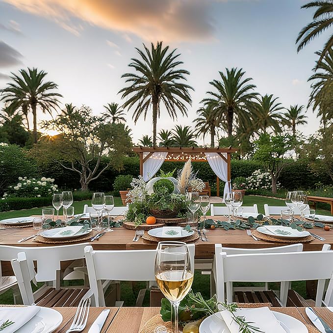 Tioncy 12 Pcs Round Wood Slices Natural Wood Slabs 8-9", 12 Pcs Artificial Eucalyptus Garland 6.6 ft for Christmas Ornaments Centerpiece Rustic Wedding Baby Shower Nature Themed Party Home Decor