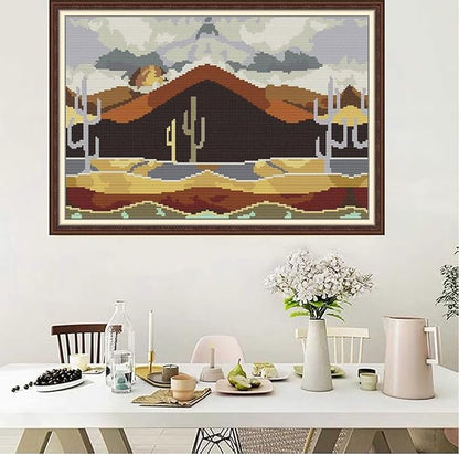Svarog 14CT Stamped Cross Stitch Kit for Beginners - Easy & Stylish DIY Embroidery with Simple Patterns, Ideal for Women’s Relaxation | Yellow Sand Desert | 15.8 x 11 inch
