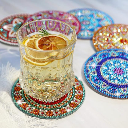 Temlum 6 Pcs Diamond Painting Coasters Kit, Mandala Diamond Art Coasters for Beginners, Adults Small Diamond Painting Kit Art Craft Supplies