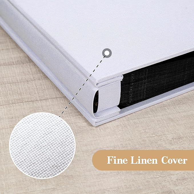 potricher Small Photo Album 4x6 100 Photos Linen Cover Picture Photo Book for Family Wedding Anniversary Baby Vacation (White,100 Pockets)